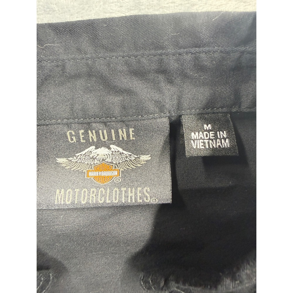 Harley Davidson Shirt Women Willie G Skull Zip Front Lace Back Black Medium - Picture 2 of 9